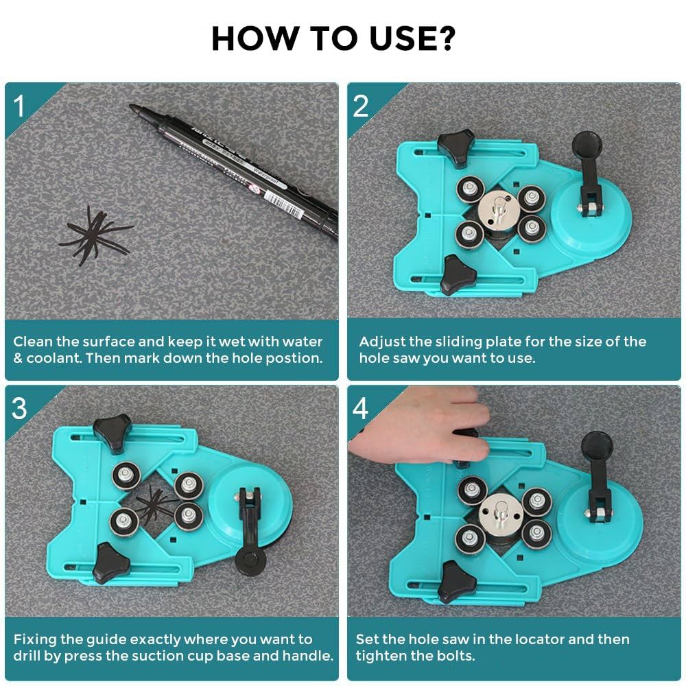 Hole Saw Set, 7Pcs Diamond Drill Bits with Hole Saw Guide