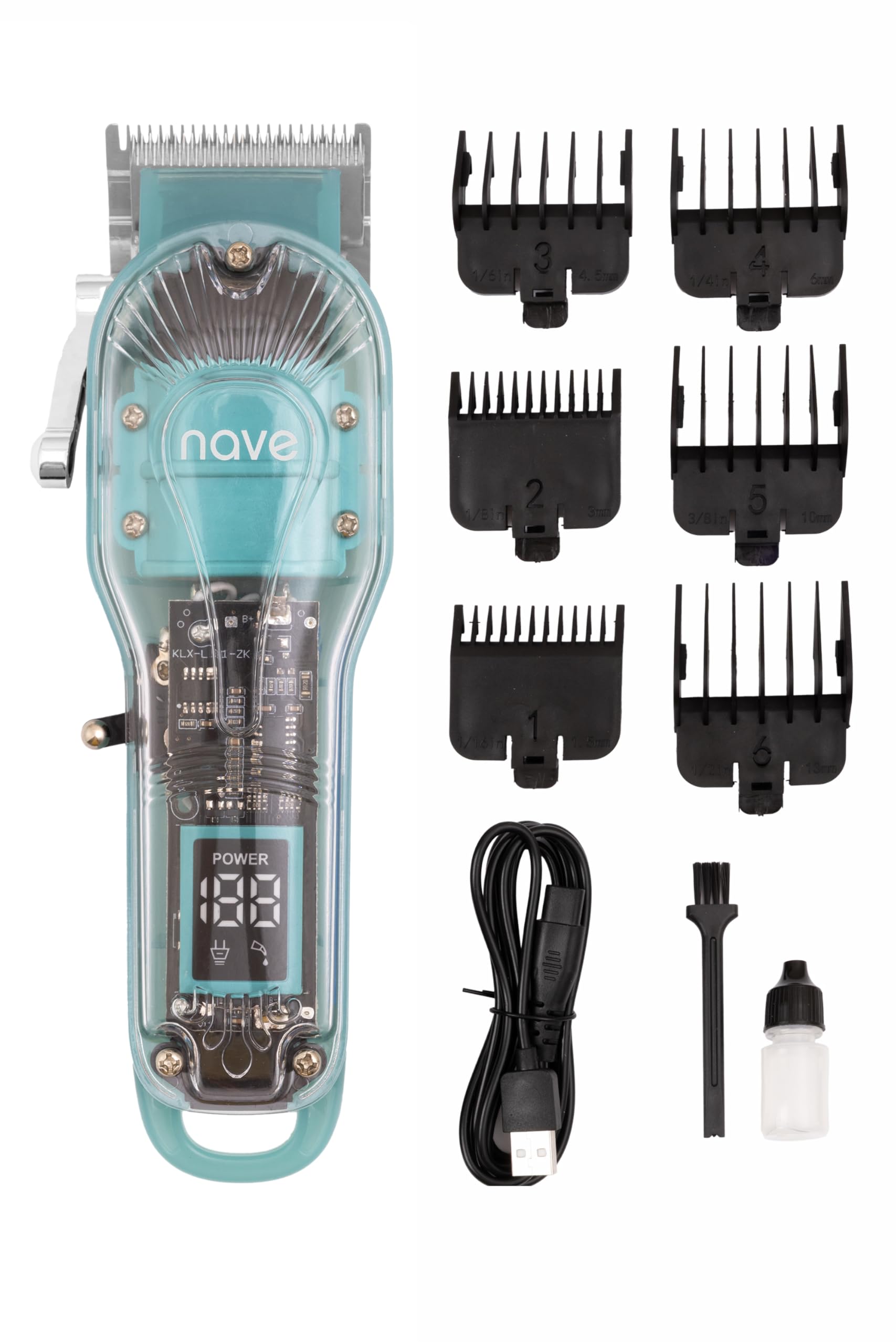Nave Cortapelos inalámbricos para hombre, recortadora profesional de hoja en T sin huecos, recargable, pantalla LCD, hoja y peines ajustables, uso doméstico y barbería (azul)
