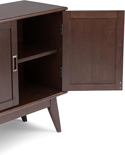 Miniatura 10 de SIMPLIHOME Draper - Armario bajo de madera maciza de 32 pulgadas de ancho, moderno de mediados de siglo, color marrón caoba medio, para sala de