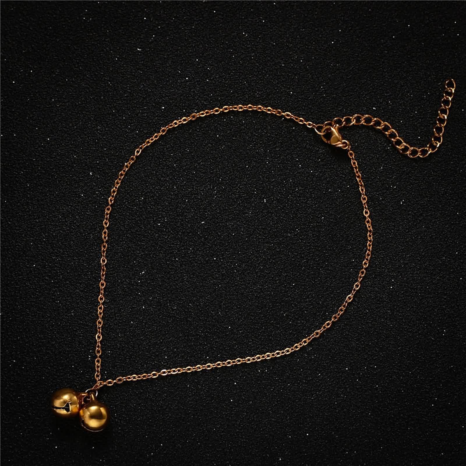 Tobillera boho de oro blanco de 18 quilates Au750, cadena de oro 750 con campanas, tobilleras para mujer, verano, playa, pie joyas para madre y niña