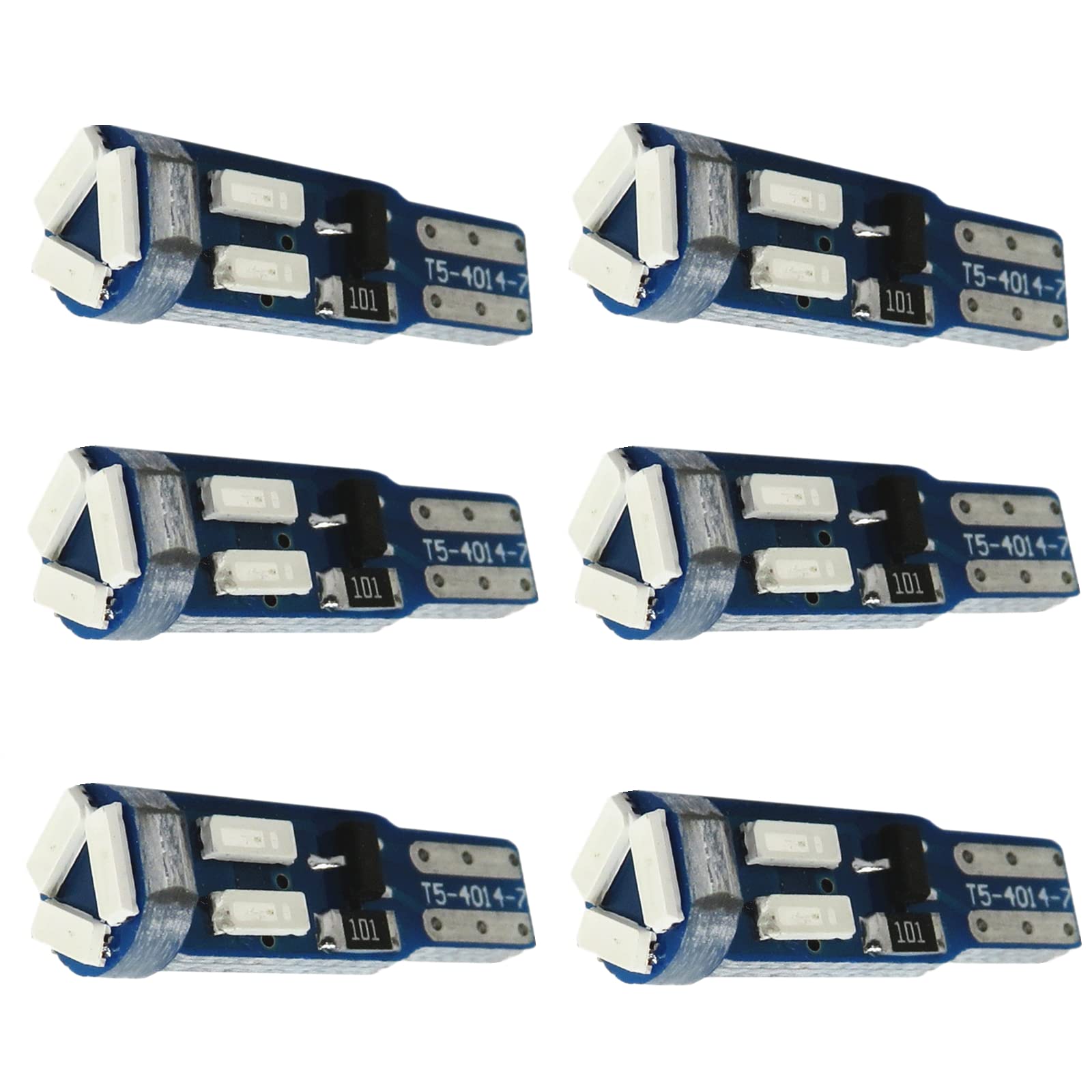WLJH 6 Pack Super Bright Green T5 Led Light 37 74 306 307 308 406 Dashboard Instrument Cluster Panel Gauge Bulb Map Vanity Mirror Glove Box Indicator Warning Lights