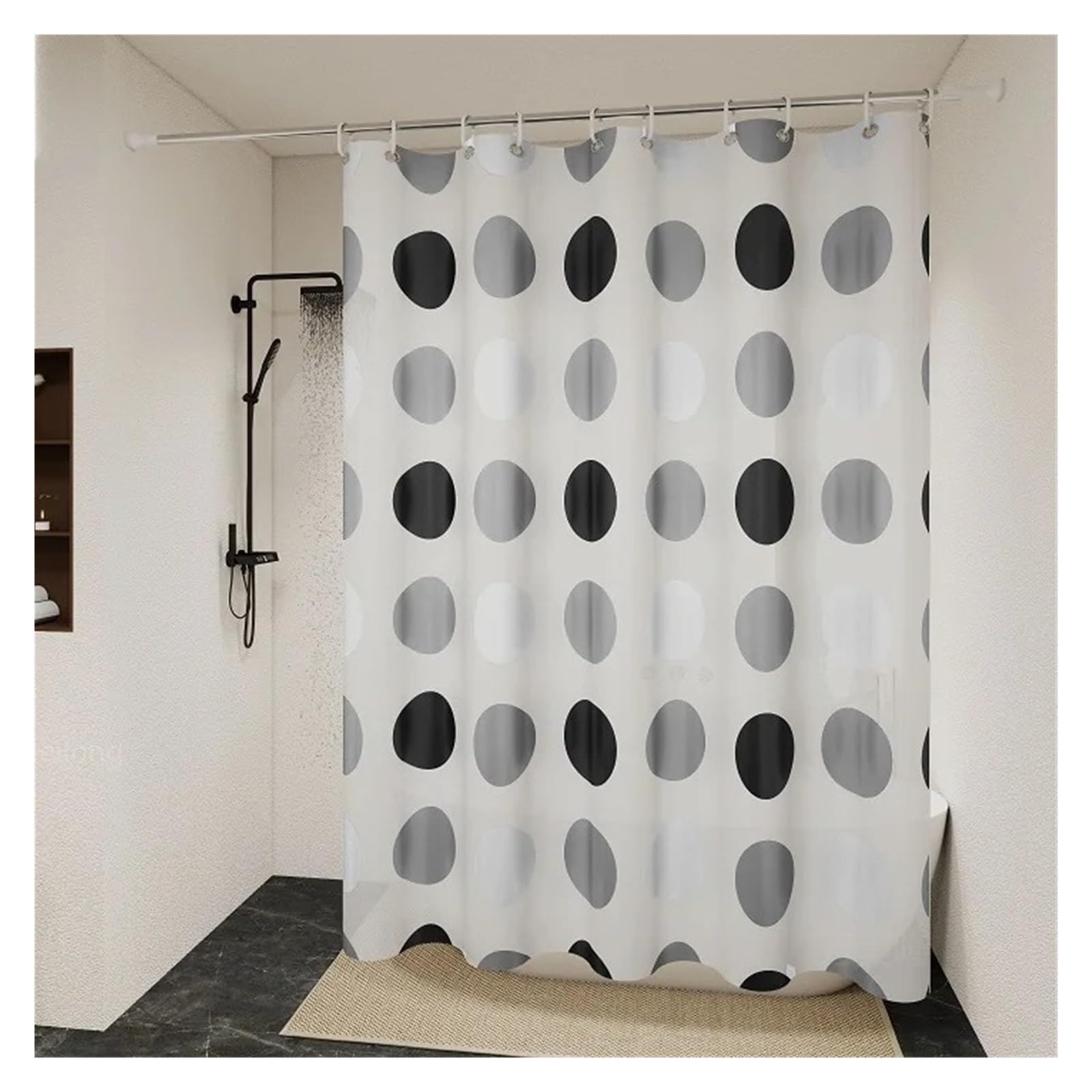 PIGENEQW Shower Liner Cloth Waterproof Waterproof and Thickened Bathroom Polka Dot Partition Curtain for Hotel Home Decoration(150 * 180cm)