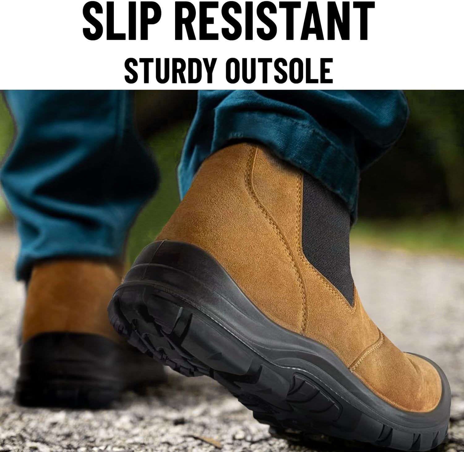 ANGRYRAM Steel Toe Slip on Work Boots for Men Waterproof Slip Resistant Fire Station Mechanic Boots Comfortable Construction Chelsea Safety Shoes - Image 5