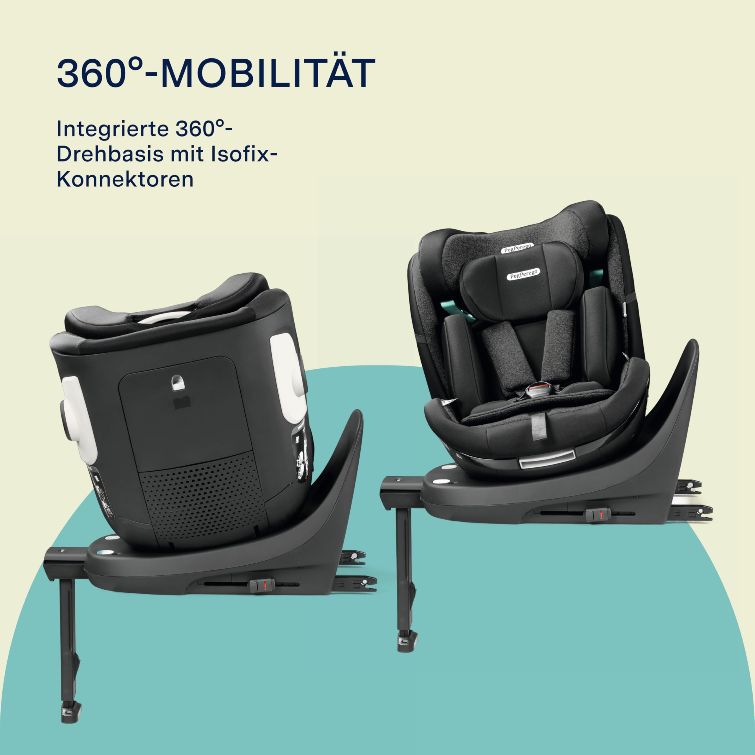 Peg Perego Primo Viaggio 360 EVO Autositz All-In-One mit ISOFIX, Drehbar, Verstellbar, für Kinder von der Geburt bis 150 cm (0-12 Jahre), 0-36 kg, Planet