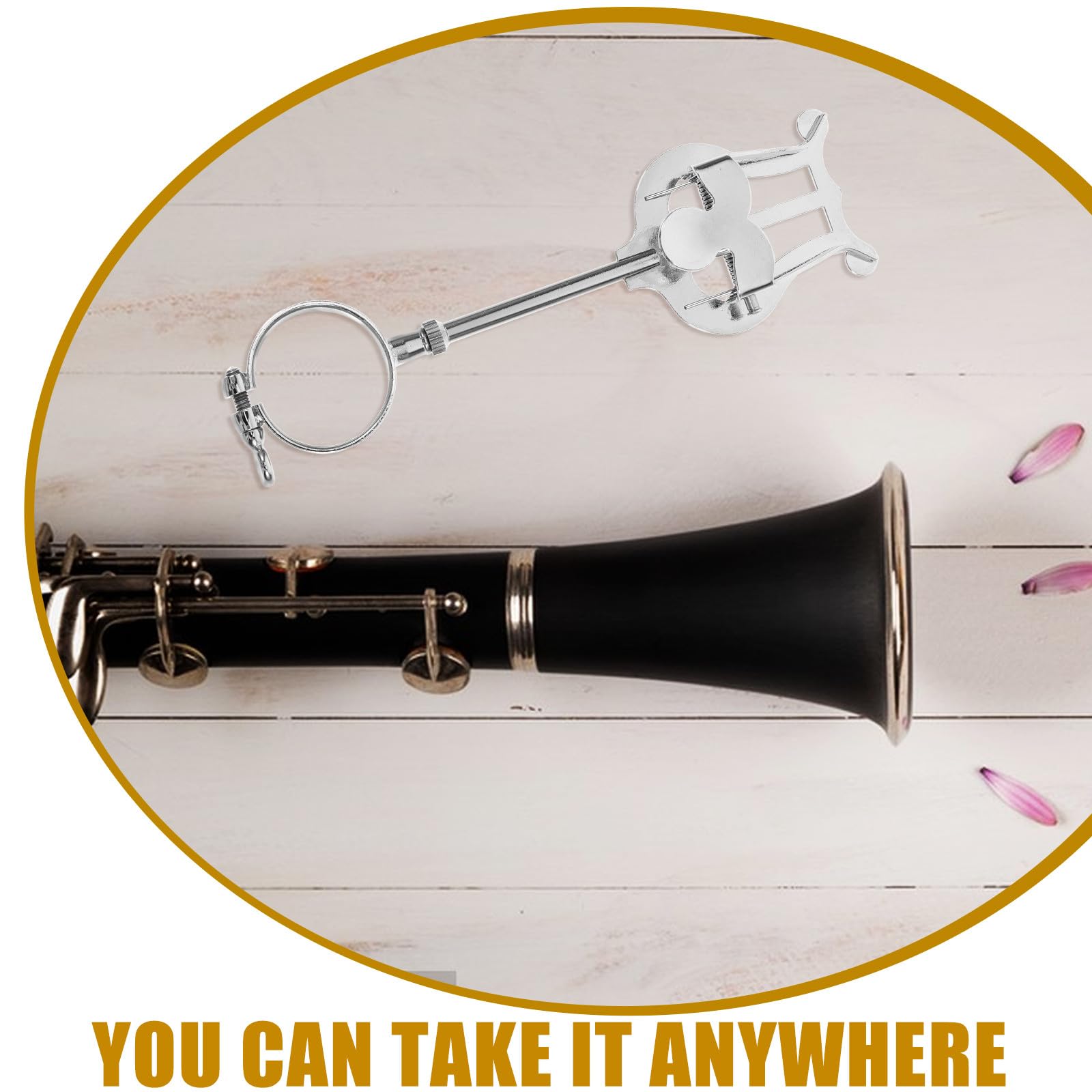 POPETPOP Soporte para Partituras de Clarinete Portátil, Clip para Partitura Musical, Hierro Plata, Sujeta la Partitura con Firmeza para Marcha