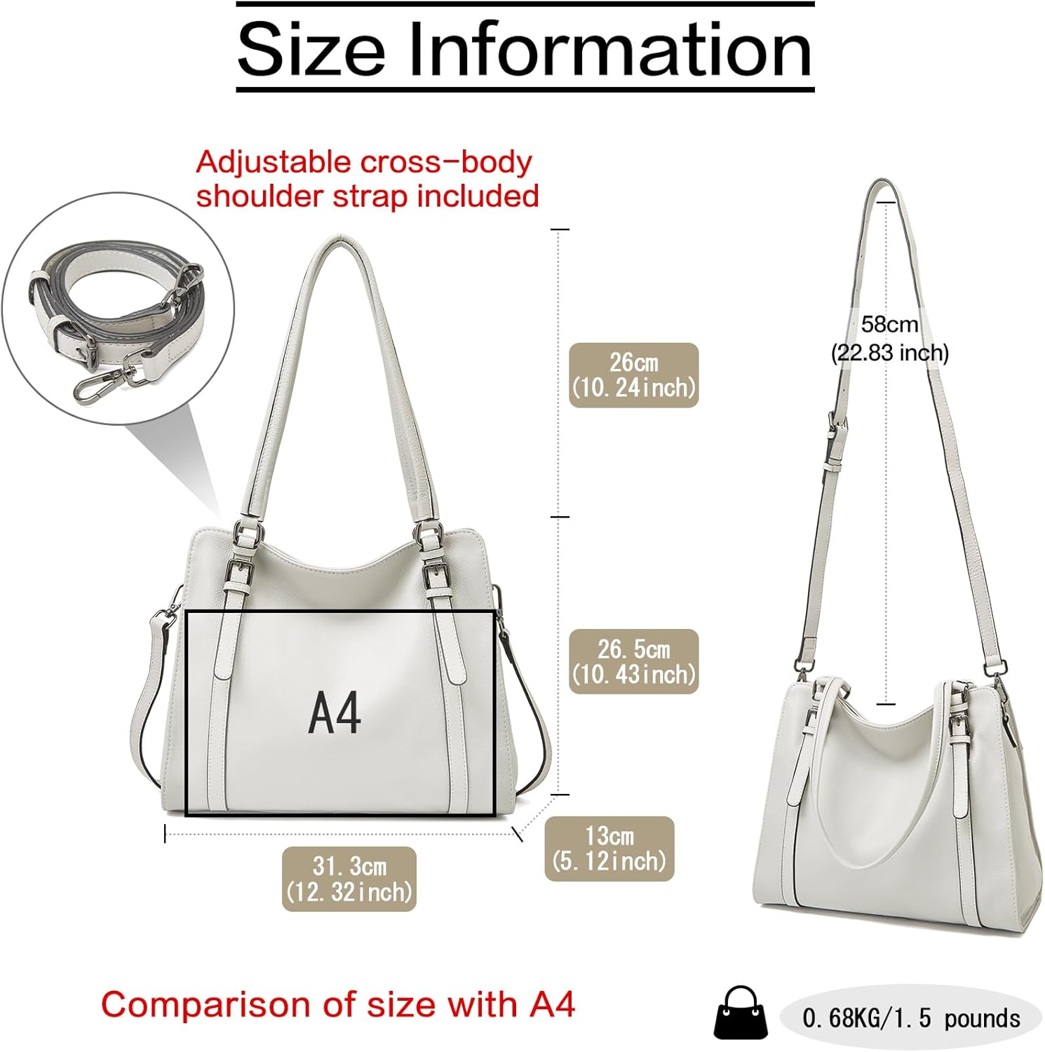FOXLOVER Hobo Bag - Premium Genuine Leather Women's Handbag for Everyday & Travel - Durable Purse With Zipper Pocket