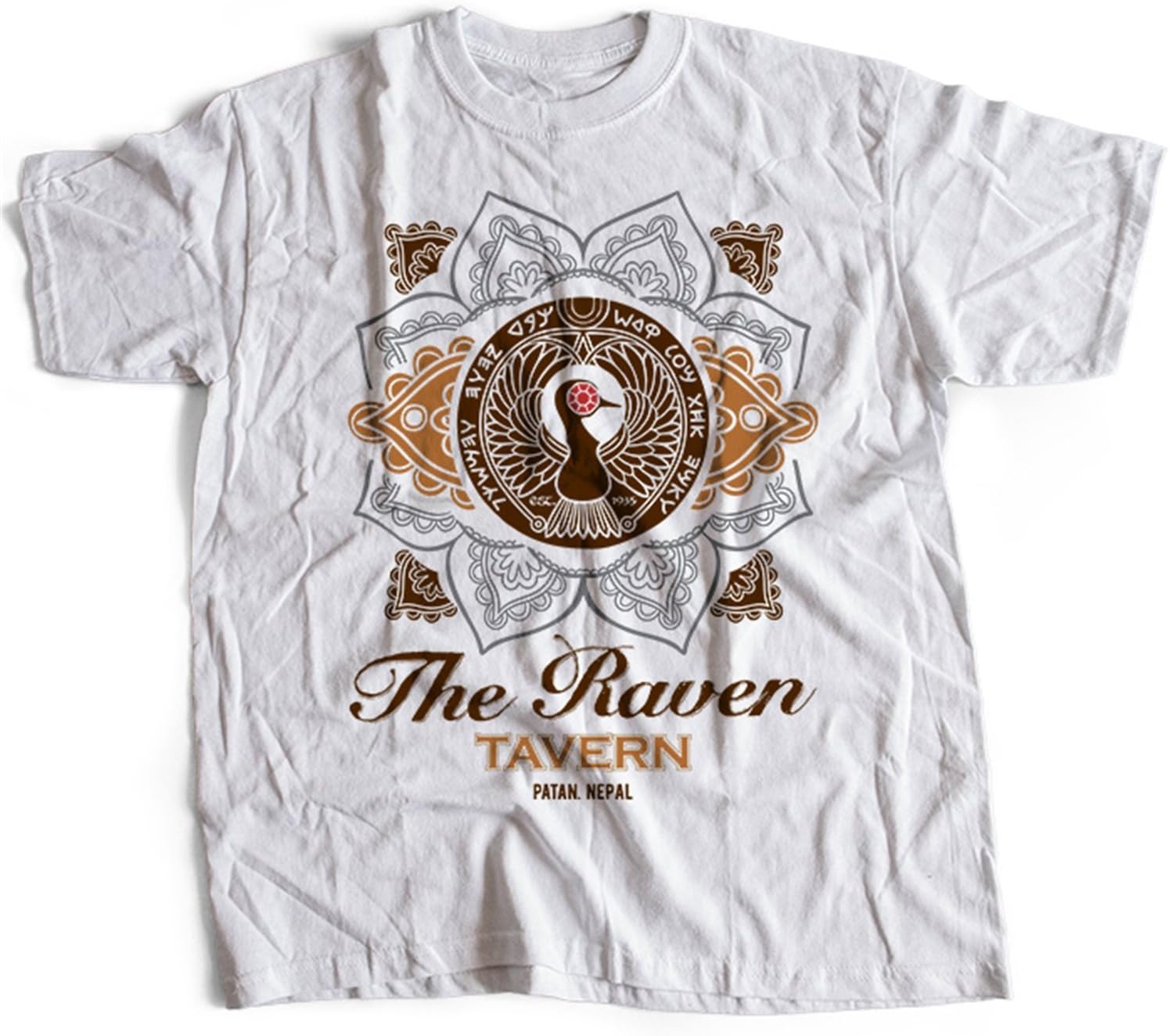 9353w Raven Tavern Mens T-Shirt Riders Of The Lost Ark Indiana Jones Temple Of Doom Lao Che(XX-Large,White)