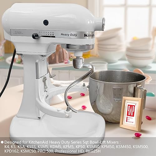 Vista 26 de Gancho de masa en espiral duradero – Compatible con mezcladores KitchenAid Heavy Duty Series de 5 cuartos de galón