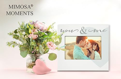 Miniatura 3 de MIMOSA MOMENTS Marco de fotos You and Me, amor, novio y novia, parejas románticas de 4 x 6 pulgadas (blanco, tú y yo)