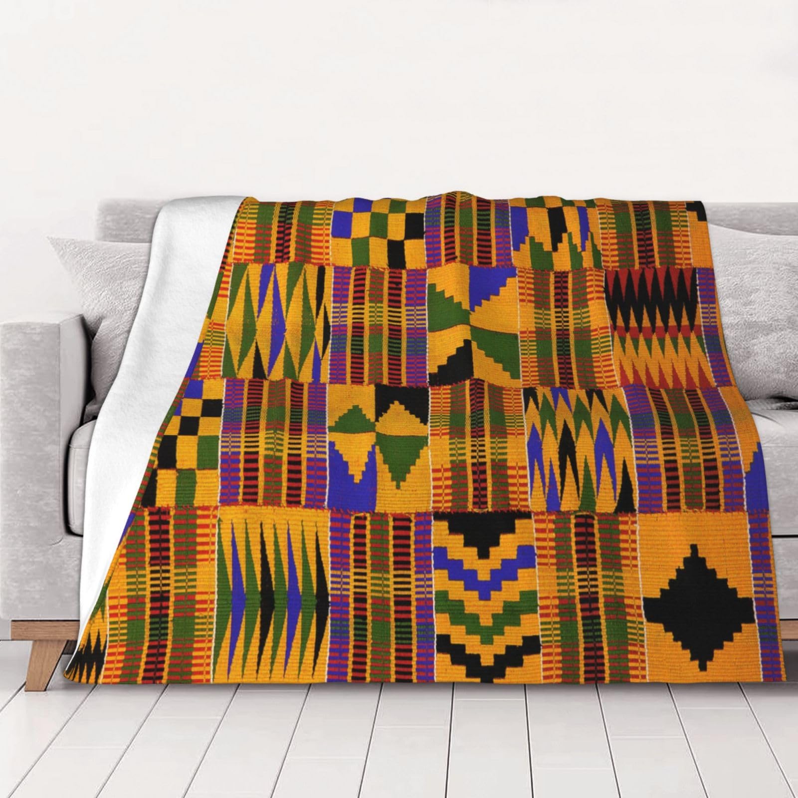 AUBKFELD african weaving Printed Flannel Blanket 150x125 CM, Soft & Warm Throw Blanket for Sofa/Couch/Bed/Car, Gifts for Audlts Women Men