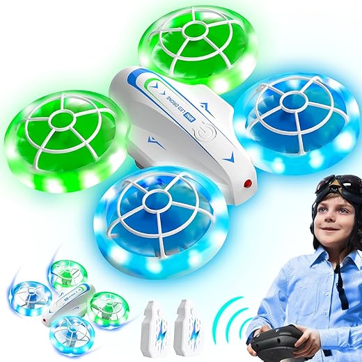 Mini Drone for Kids and Beginners, LED Quadcopter with Altitude Hold, 3D Flip, Headless Mode, 2 Batteries, Easy to Fly RC Drones, Kids Drone Toys for Boys Girls Adults Christmas Birthday Idea Gifts