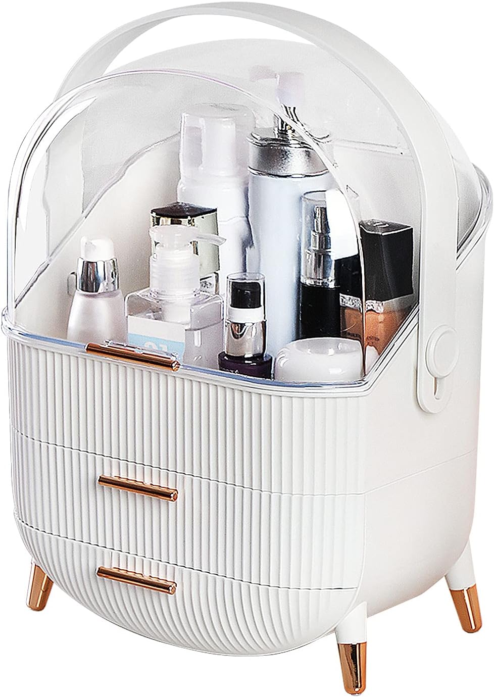 CANITORON Makeup Storage Organizer，Cosmetics Display Case with 2-Layer Storage Box and Transparent Cover，Skincare Organizers for Bathroom Countertop,Bedroom Vanity Desk and Travel-Green : Beauty & Personal Care