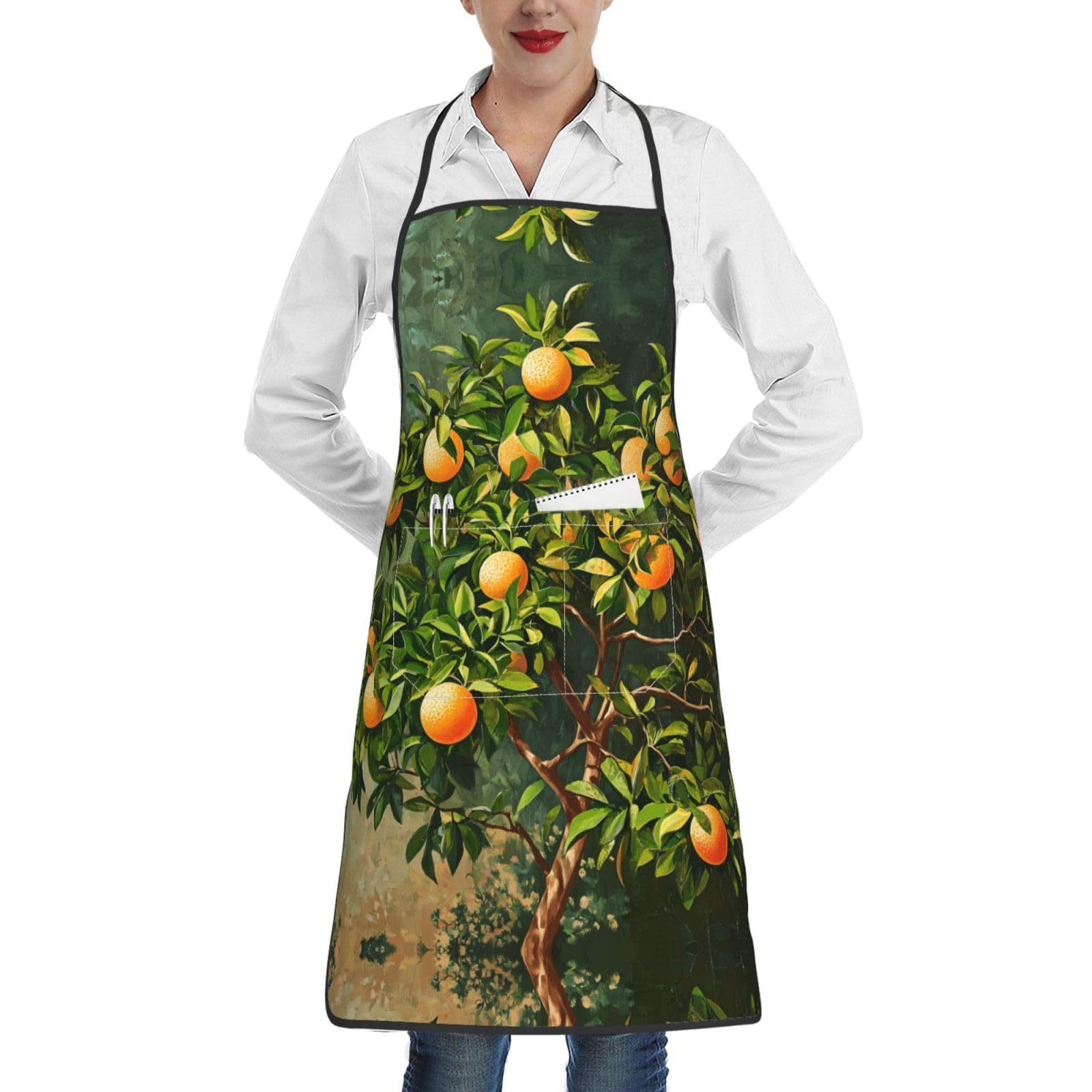 WZYCWB Passion fruit tree A printed kitchen apron with pockets and hem perfect for cooking baking painting and housework