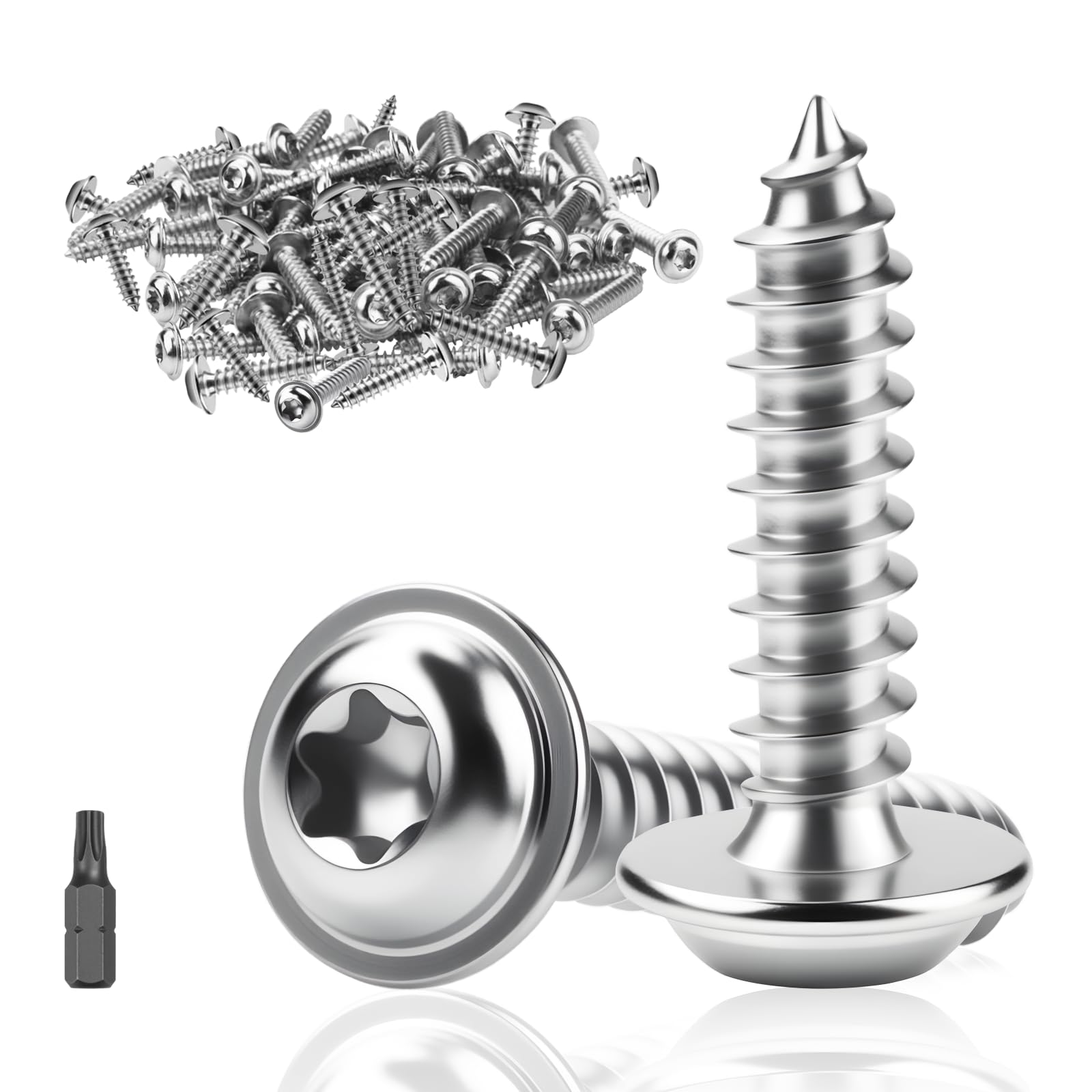 60 Stück Selbstschneidende Schrauben M5x30mm Blechschrauben Torx Edelstahl | A2 V2A Linsenkopfschrauben Holz mit T25 Bohre Tellerkopf Holzschrauben für Metall Holz Blech Reparatur Werkstatt Möbel DIY
