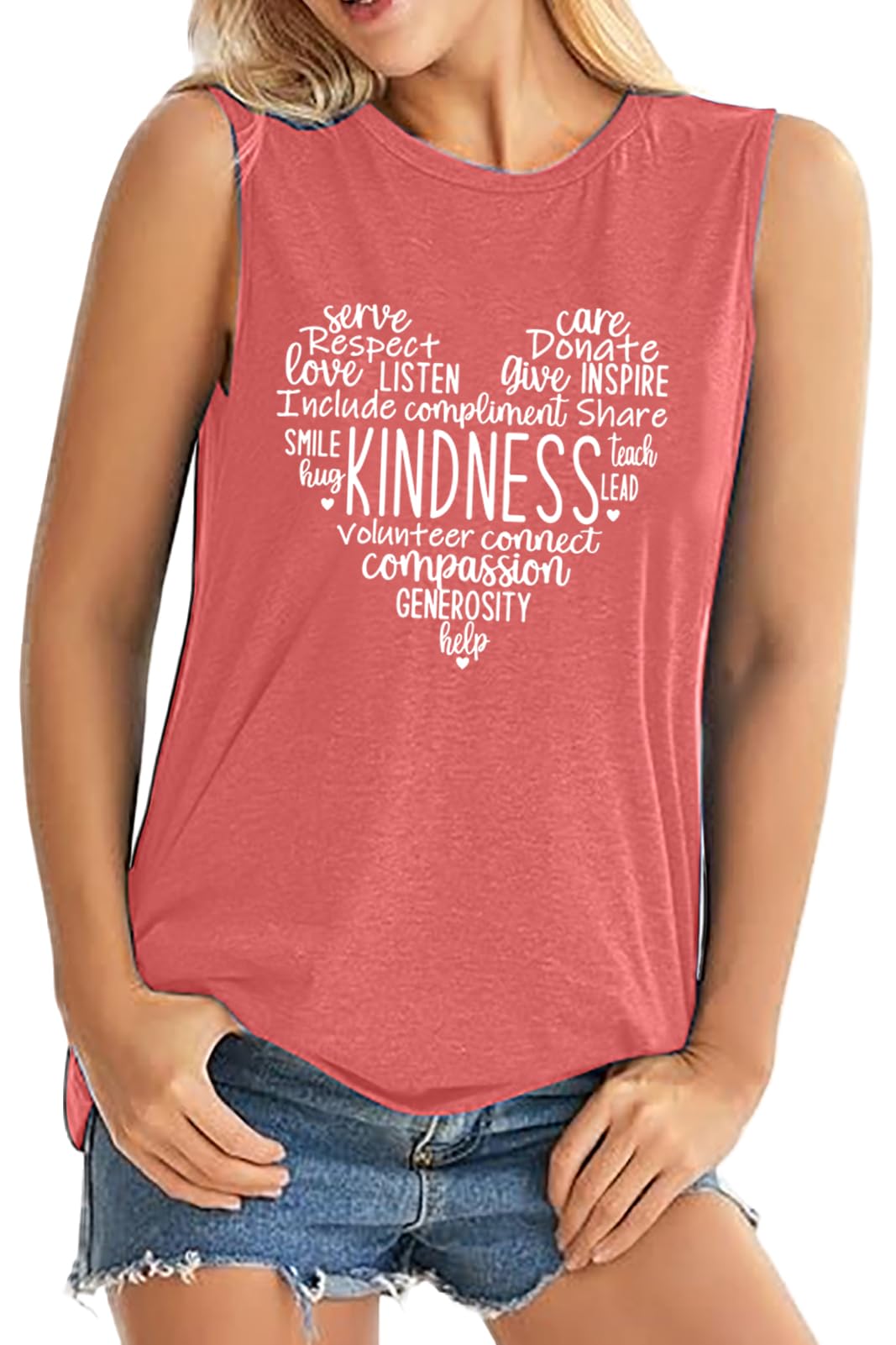 ALUS Womens Graphic Tank Tops Summer T Shirts Sleeveless Casual Loose Tunic Blouses