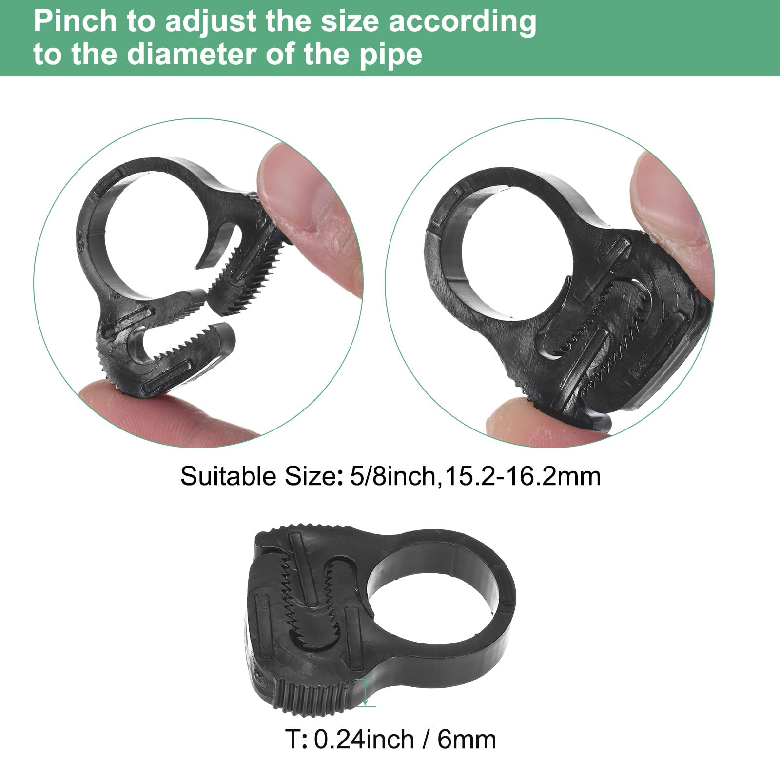 M METERXITY 12-Pack Double Gripping Nylon Hose Clamps - Image 3