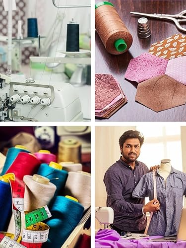 Vista 12 de Mandala Crafts - Hilo de coser multiusos de poliéster para máquina de coser de sarga, sobrehilado, acolchado Beige