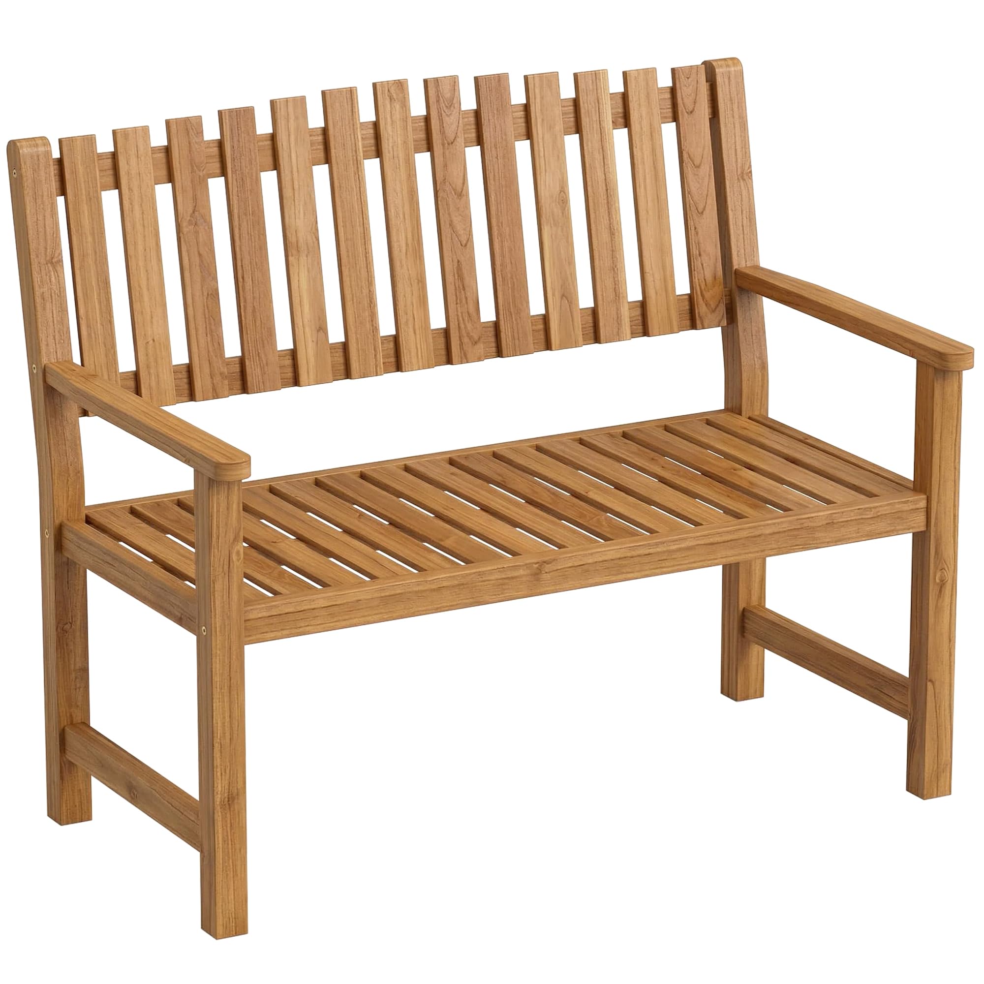 Outsunny Banc de Jardin 2 Places en Bois d'Acacia - Banquette de Terrasse Charge Max. 320kg - Mobilier pour Aménagement Robuste avec Accoudoirs, Design à Lattes Ergonomique, Finition Huilée Naturelle