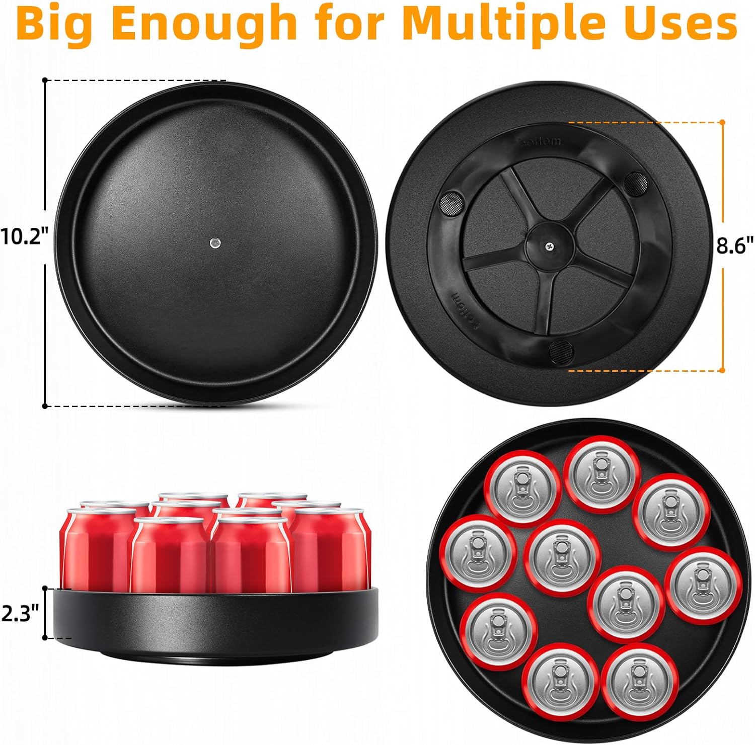 Metal Lazy Susan Organizer, 10 Inch Anti-Rust Turntable for Cabinet, Kitchen, Dining Table, Bathroom – Rotating Spice Rack, Spinner Storage, Round Carousel Organizer for Countertop Black - Image 9