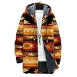 DMOYALA Men's Cardigan Sweater Western Aztec Jackets Vintage Hooded Zipper Hoodies for Men Fleece Knit Sweater Coats Pocket