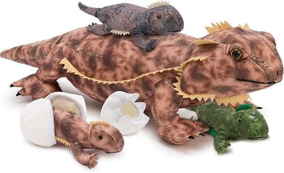BENINY 6 Pcs Bearded Dragon Stuffed Animal Set, 28 Inch Mommy with 3 Babies