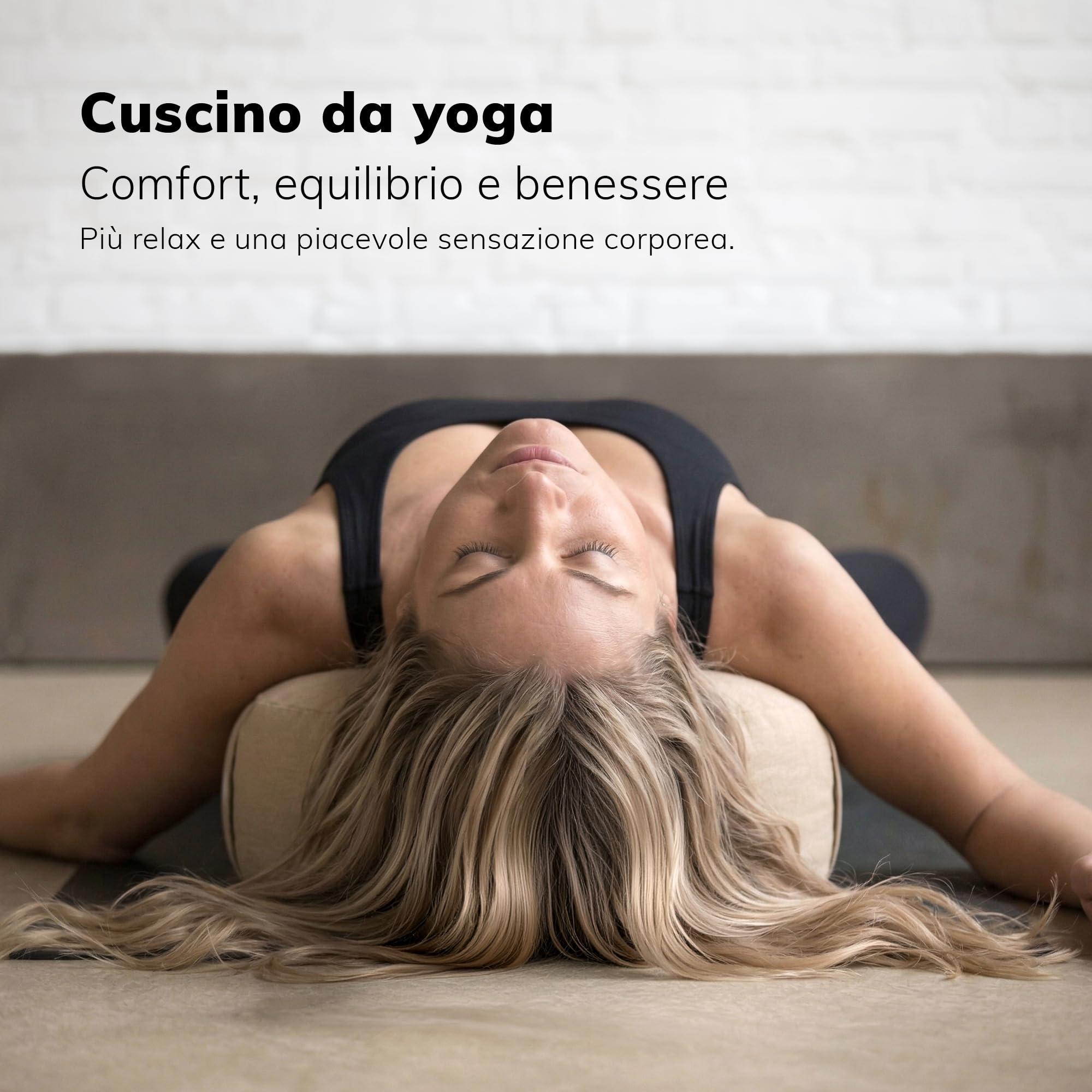 MYLILY Cuscino Yoga Meditazione – cuscino yoga rotondo Ø 29 cm – 10 cm piatto & 255 g leggero – cuscino pavimento con fodera cotone lavabile – vegano – Beige