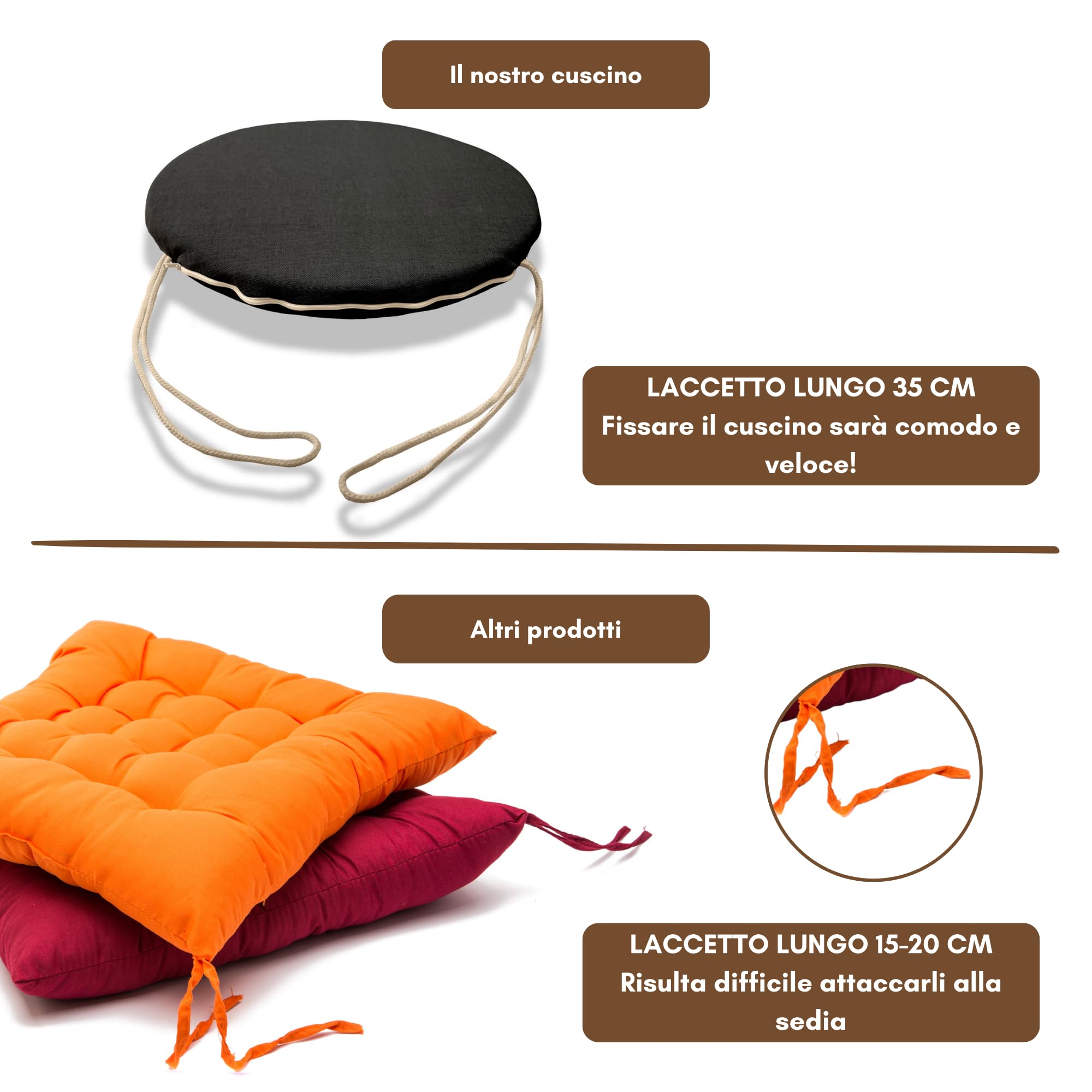 6 ronde zitkussens voor keukenstoel, afneembare overtrek, stoelkussen met banden, Made in Italy, dikte 3 cm, decoratie voor thuis (groen, diameter 35 cm