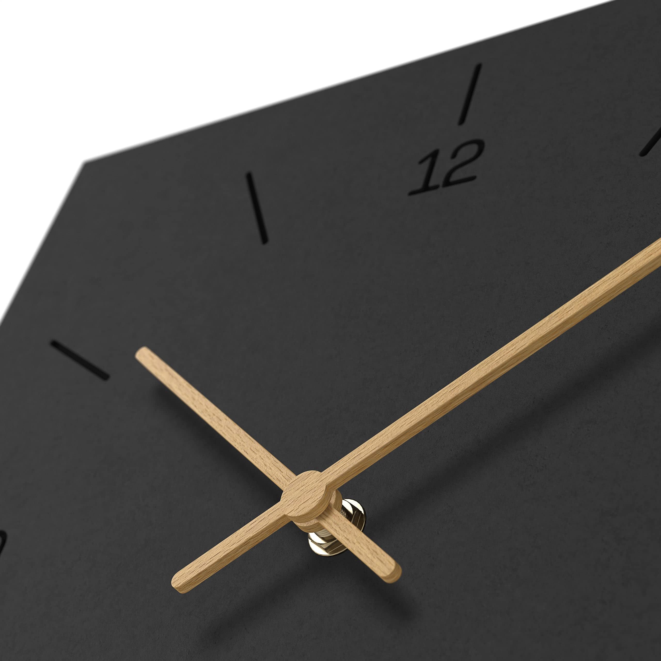 Cander Berlin MNU 2630 Q - Orologio da parete in MDF, silenzioso, senza ticchettio, 30 cm, quadrato, quadrato, vintage, lancette in legno nero