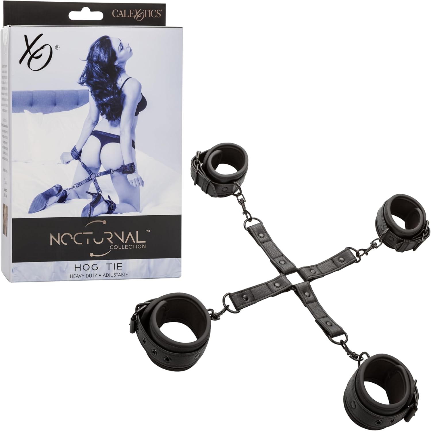 CalExotics Nocturnal Collection Hog Tie, 4 Fully Adjustable Cuffs with Secure Buckle Closure, Perfect Bondage Gear & Accessories and BDSM Toys - SE-2678-25-3