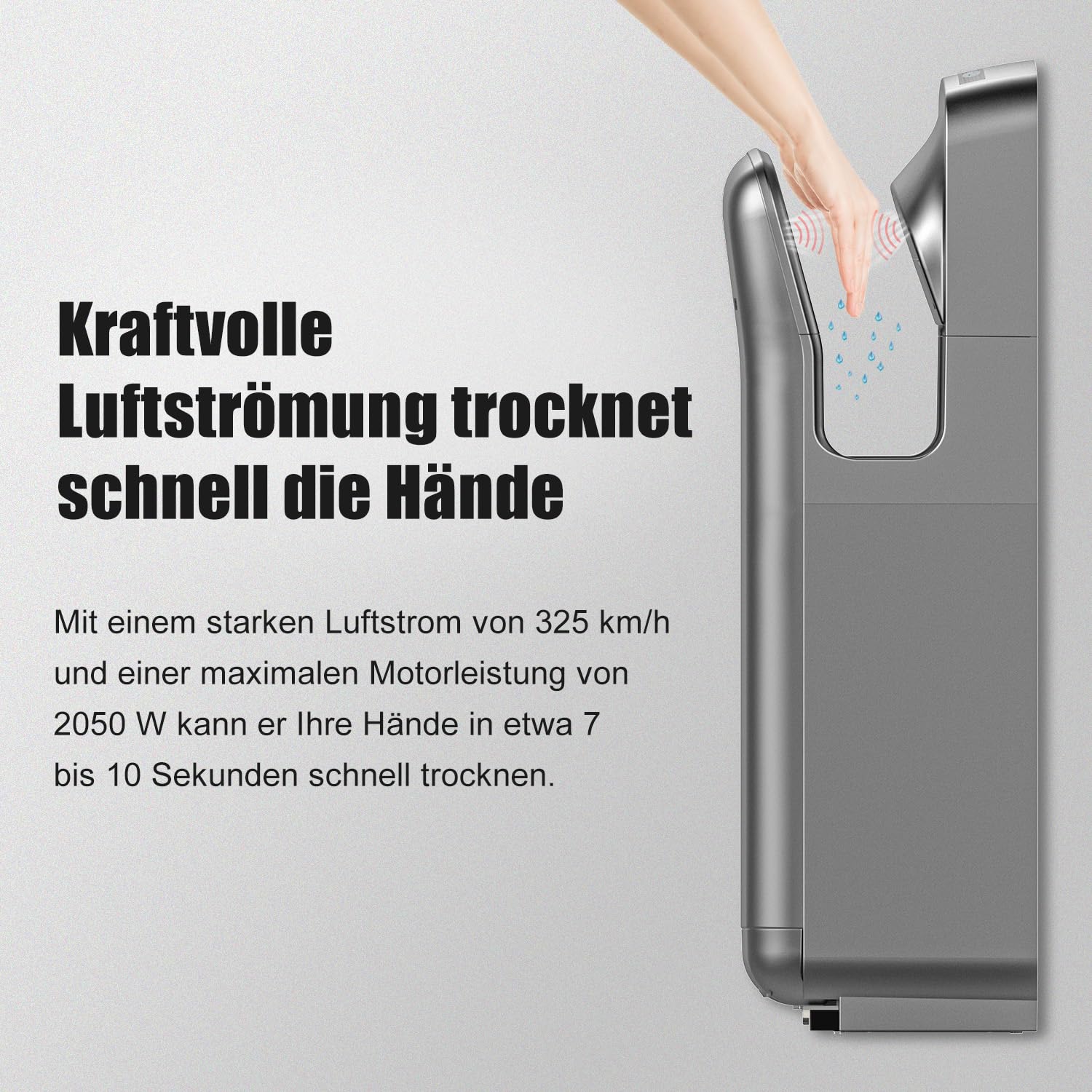 AIKE 2005H Händetrockner, Kommerzieller elektrischer Händetrockner, mit HEPA-Filter, Super Powerful, 7-10 Sekunden zum Trocknen,1750-2050W