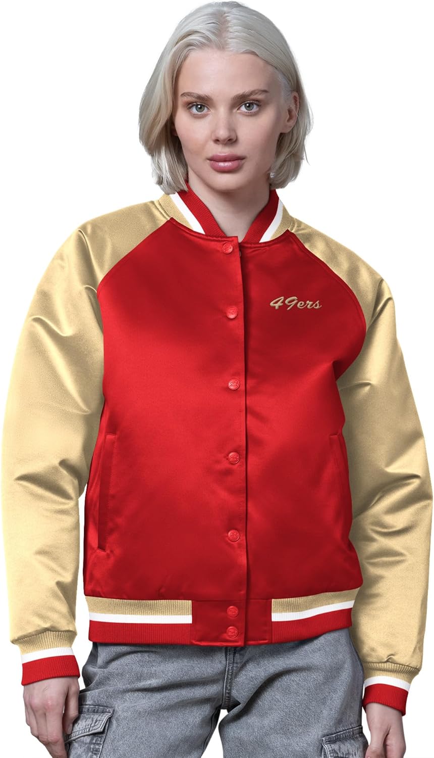 STARTER Women's NFL Satin Full-Snap Vintage Varsity Jacket