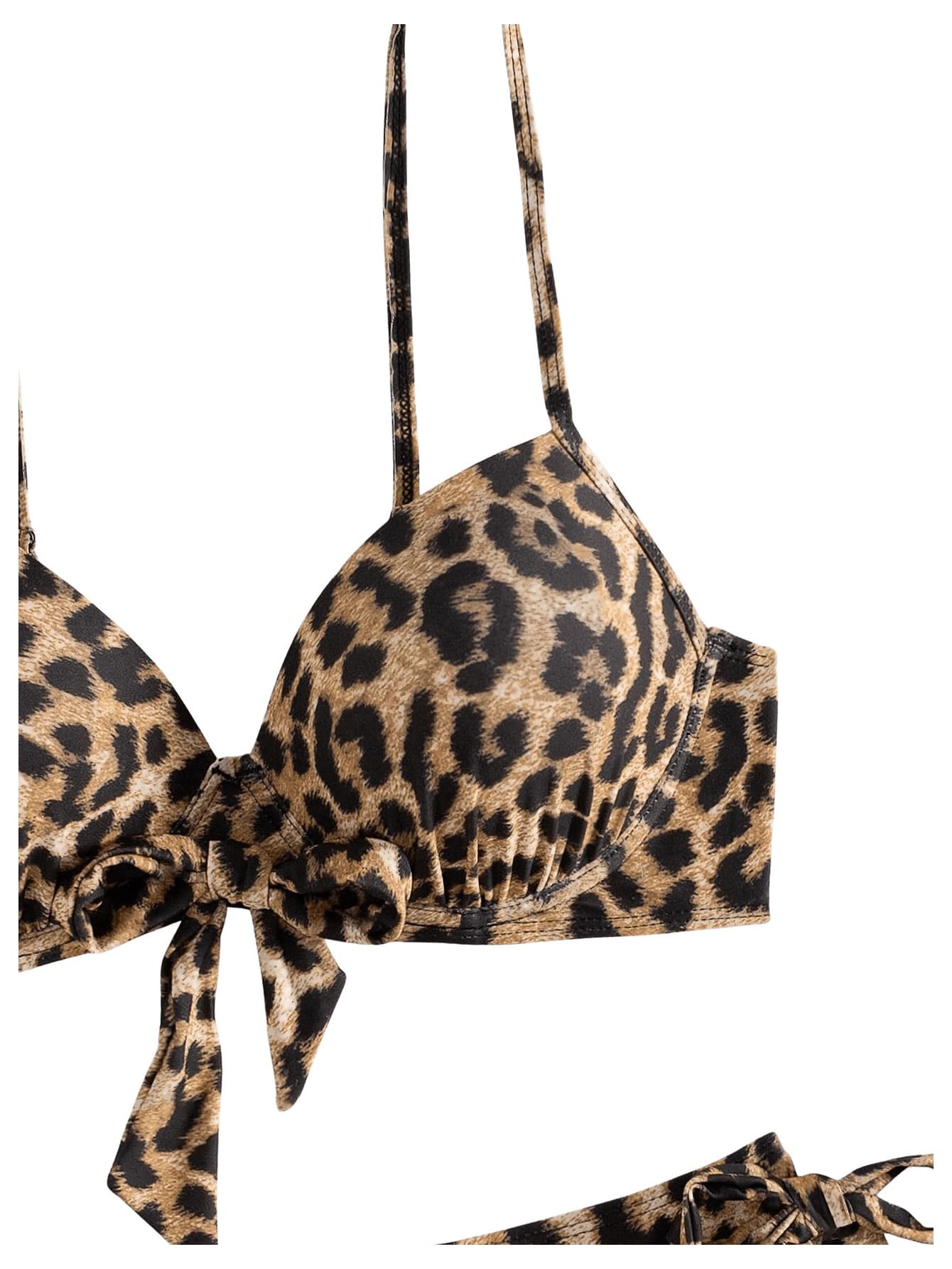 GORGLITTER Bikini Damen Set Push Up Mit Bügel Zweitiler Leoparden Bademode | Bikini Damen Set, Push Up Bikini Leopard, Bikini Push Up, 3/4 Bikini Oberteil, Badeanzug Für Strand