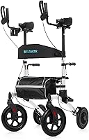 Vista 9 de ELENKER Andador Rollator Vertical Todo Terreno, Andador Rollator de Pie con Asiento, Ruedas No Neumáticas de 12", Diseño Plegable Compacto