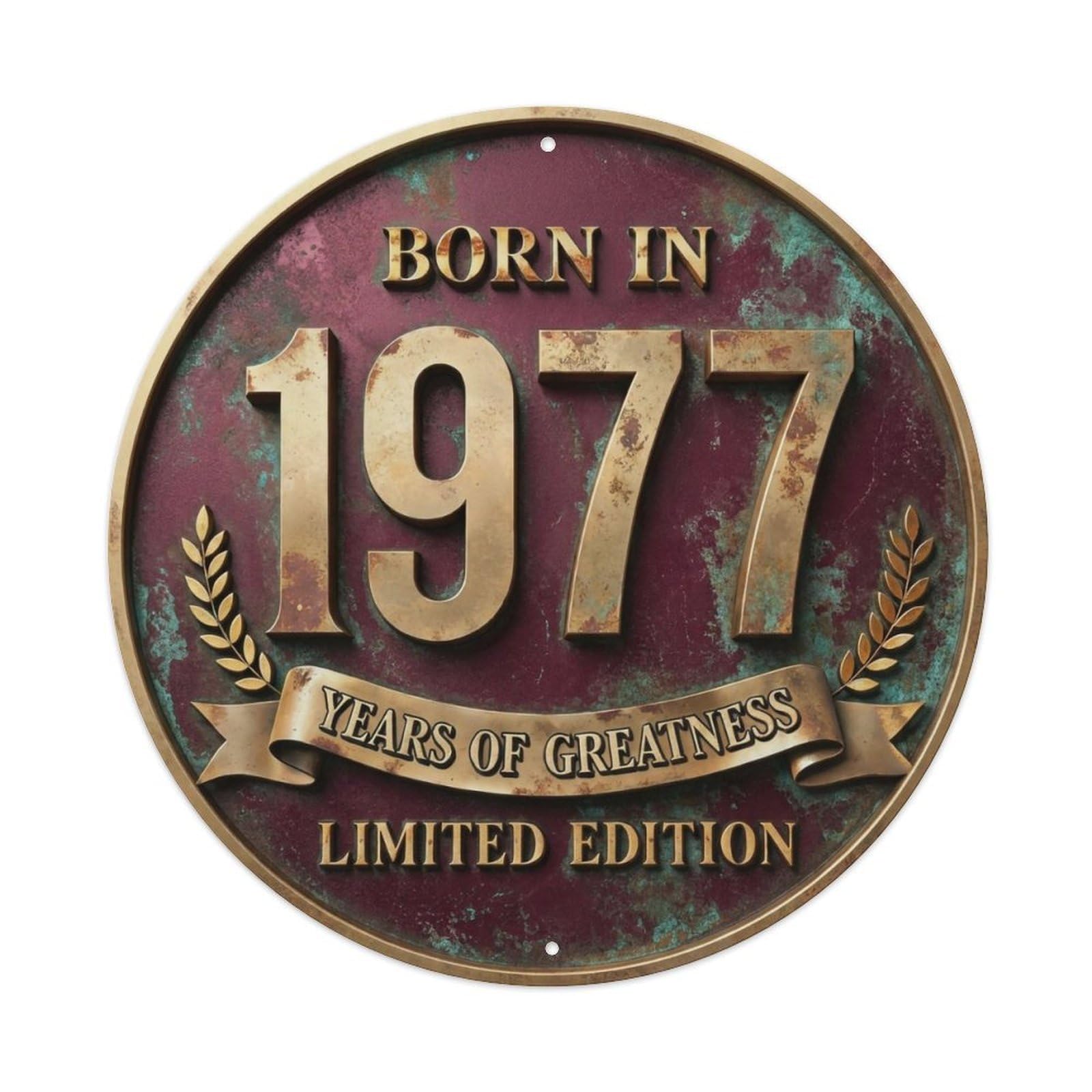 Born In 1977 Years Of Greatness Year-Themed Birthday Gift Metal Tin Sign