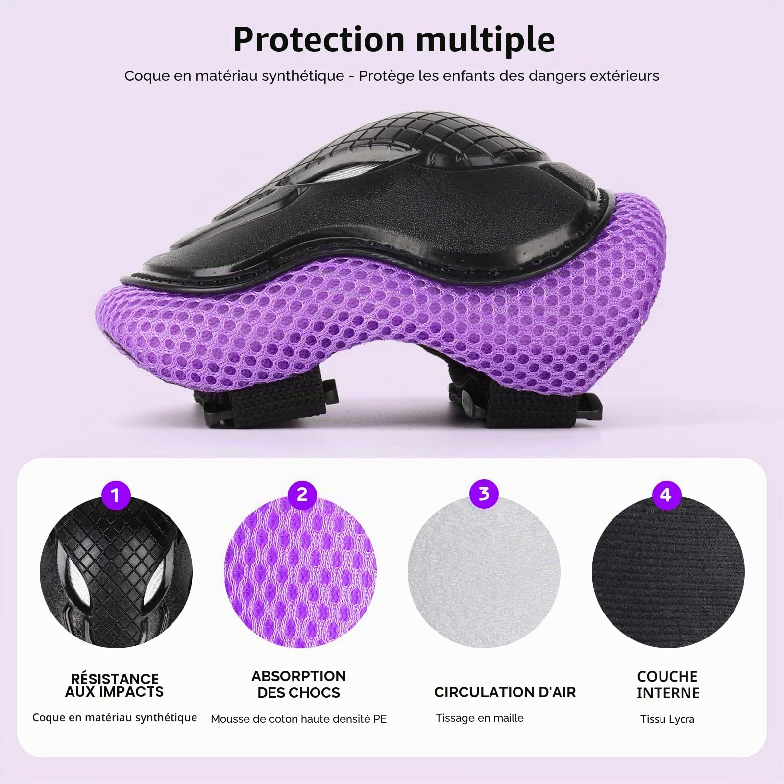 Sets de Protection Enfant Casque Vélo Réglable Coudières Genouillère Protège-Poignets Protections Rollers Velo Skateboard Rollers Skate