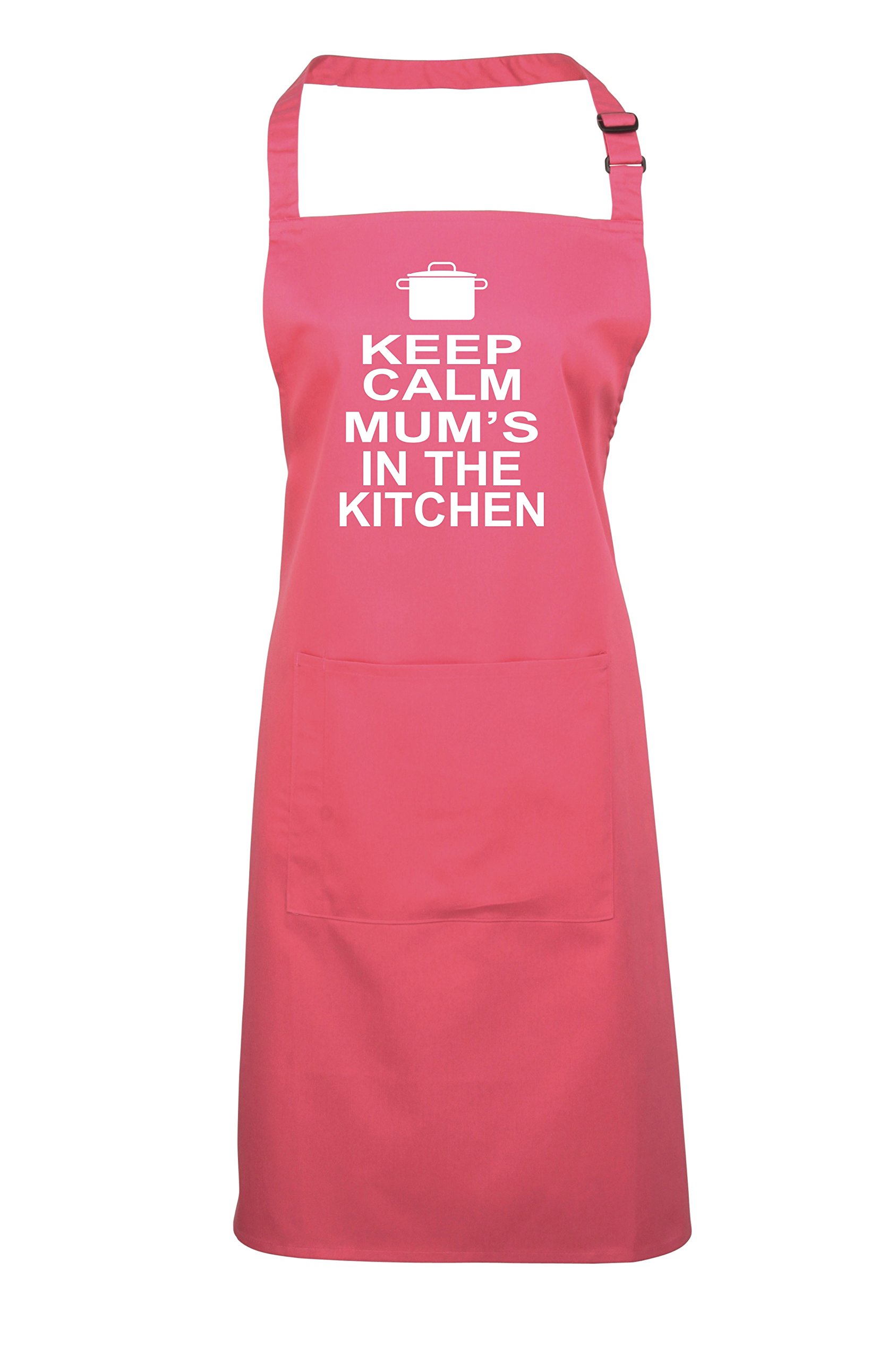 Fuchsia Apron Keep Calm Mum's in The Kitchen with White Print