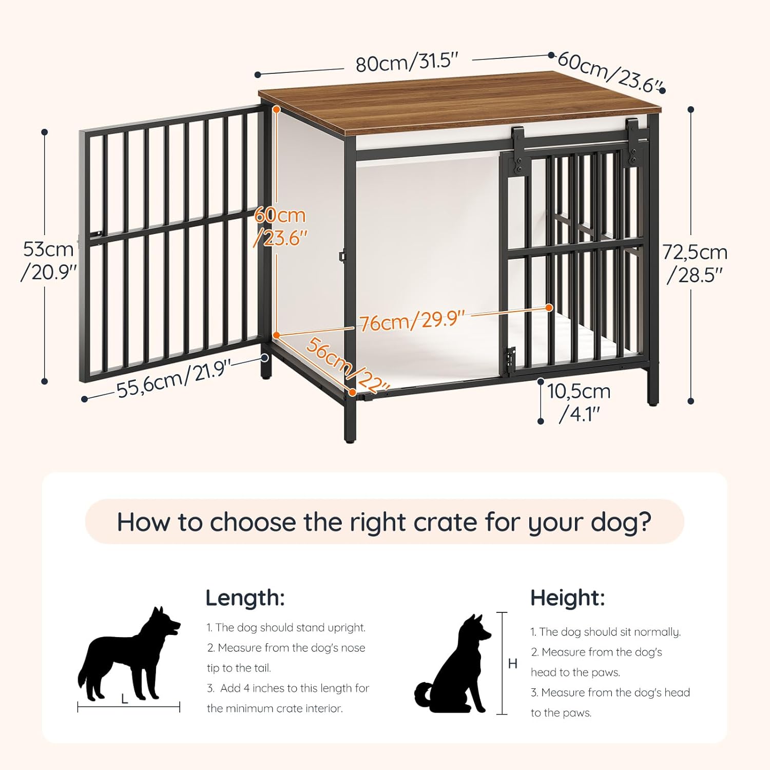 HOOBRO Dog Crate Furniture with Sliding Barn Door, Dog Kennel Indoor for Small/Medium Dogs, Heavy Duty Dog Cage with 2 Doors, End Table for Living Room, Bedroom, Rustic Brown and Black BWH73GW03