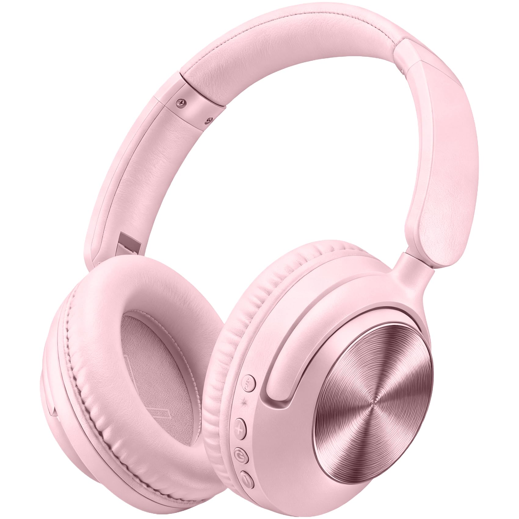 TAGRY Hybrid Active Noise Cancelling Bluetooth Headphones 100H Playtime Wireless Over Ear Headphone with Fast Charging Hi-Res Audio Headsets Comfort Earcups for Commute Travel Office Phone PC Pink