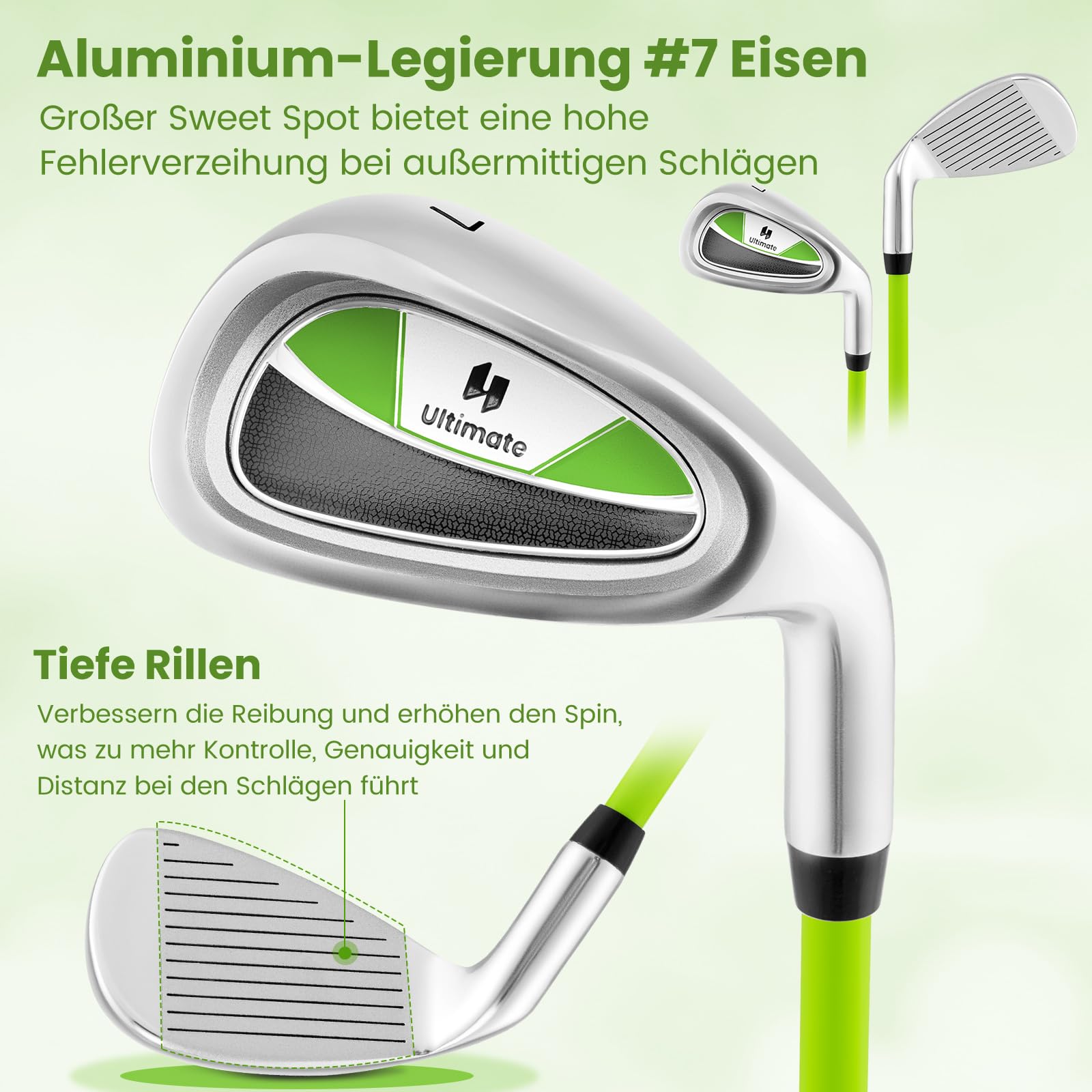 GYMAX Kinder-Golfschläger #7 Eisen, Golf Eisen mit Fiberglas-Schaft & Kopfschutz, für Rechtshänder, für Jungen & Mädchen im Alter 8-10 Jahren
