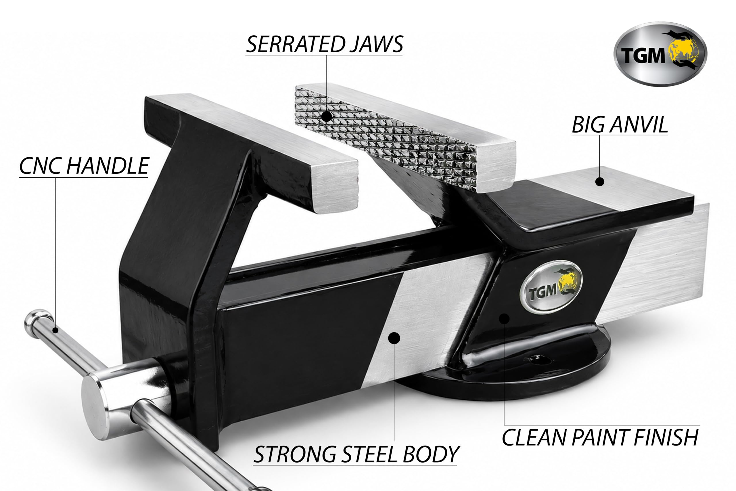 TGM METALLICS Heavy Duty Steel Bench Vice 5 Inch Fixed Base Steel Vise 125 MM Bench Clamp Tool Professional Blacksmith Multi Vice Tool Table Clamp 1