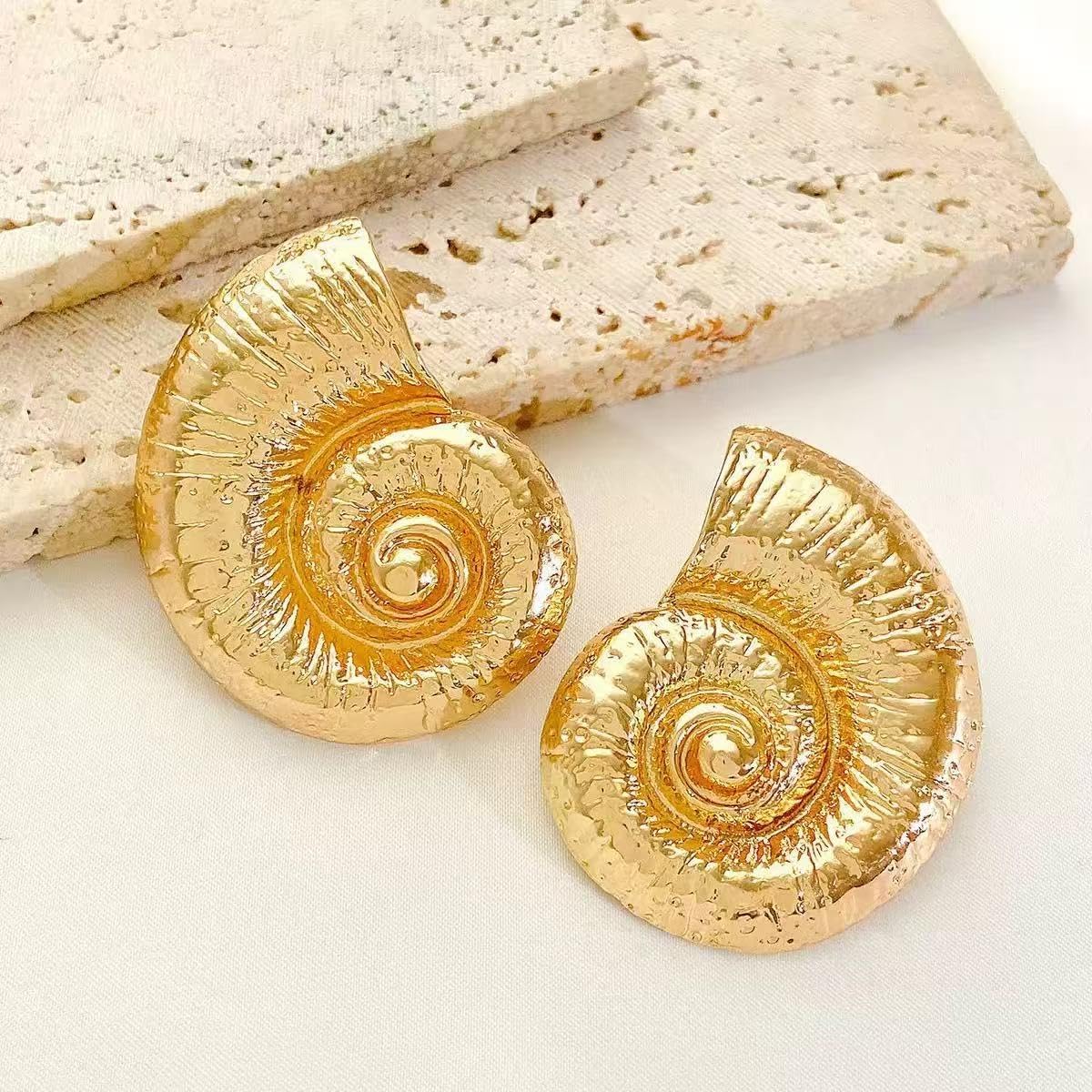 Beach Shell Earrings set for Women Gold Boho Seashell Starfish Swirl Conch Stud Earrings Summer Pearl Seahorse Dangle Drop Earrings for Summer Jewelry - Image 6