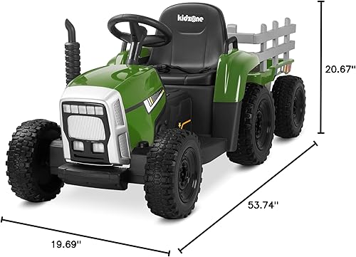 Miniatura 7 de Kidzone Versión premium 12V7AH con neumáticos de goma EVA con motores duales de 35 W, motor de potencia de torque, control remoto, tractor eléctrico