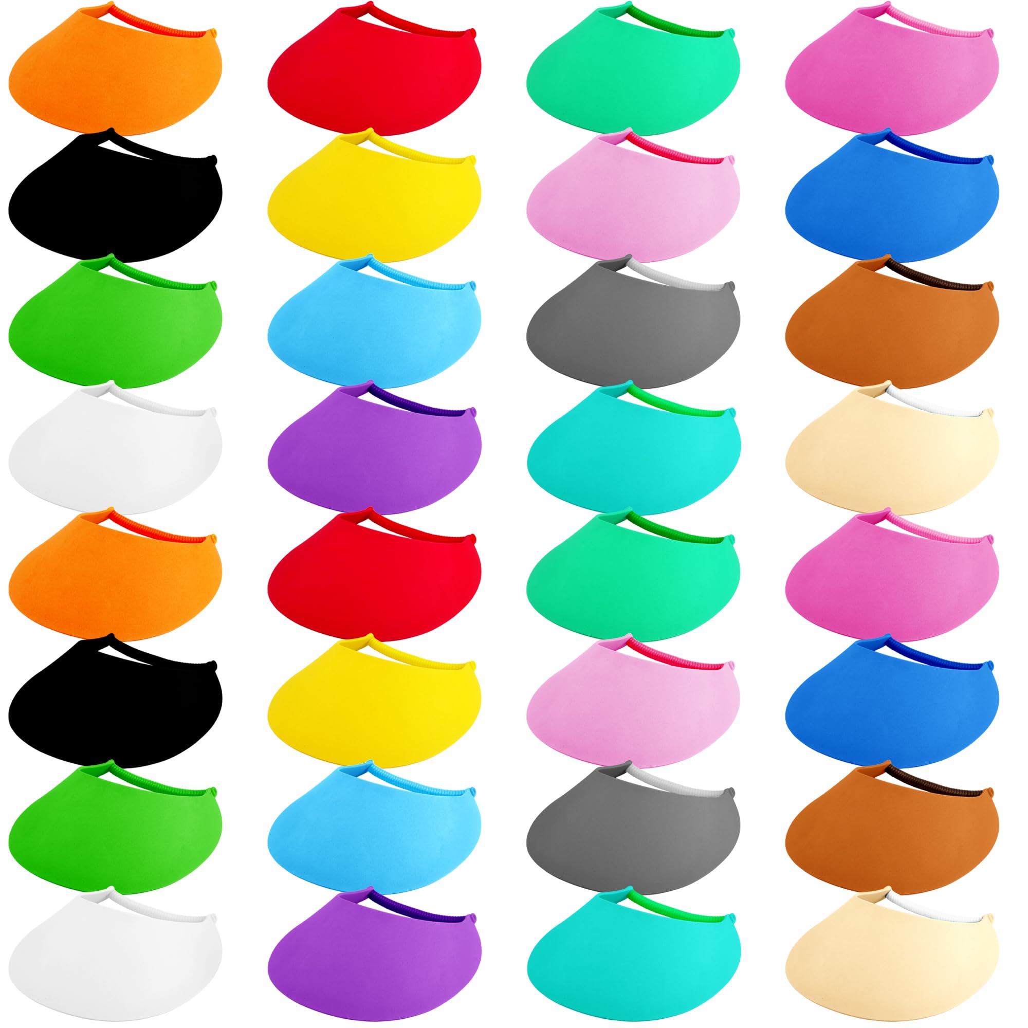 32 Pcs Adjustable Foam Visors Bulk Summer Sun Foam Visors Elastic DIY Sun Visor Hat for Adult Kids Class Crafts Outdoor