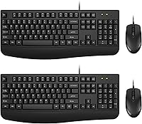 Vista 8 de EDJO - Combo de teclado y mouse con cable, teclado ergonómico de tamaño completo para computadora con reposamanos y mouse óptico con cable
