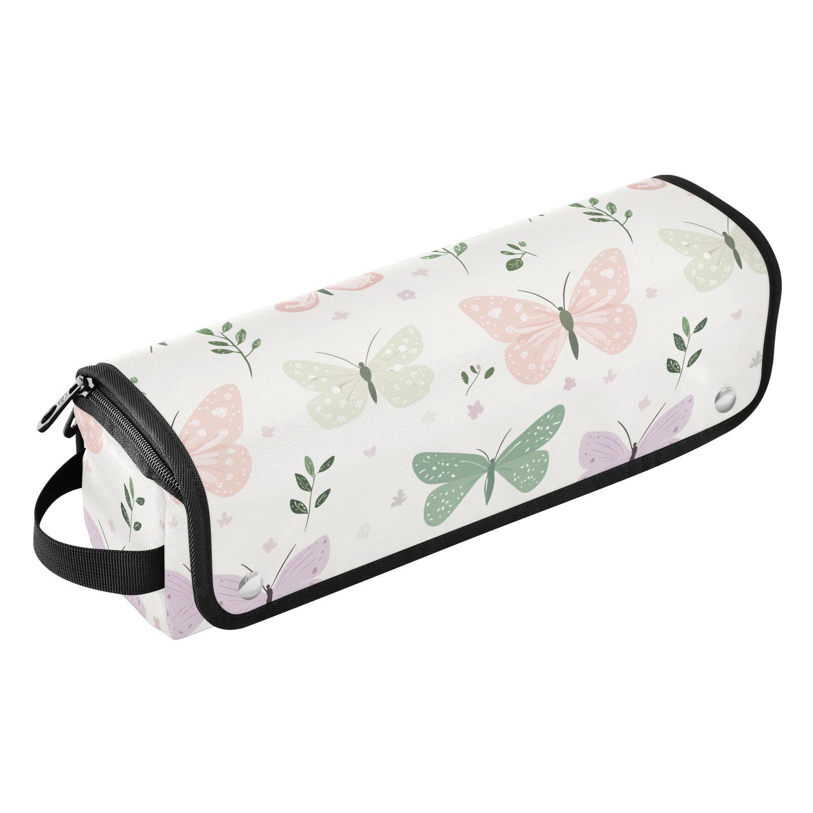 Butterfly Garden Pastel Beige Hair Tools Travel Bag for Curling Iron Straightener Flat Iron Hair Dryer Portable Tool Organizer for Women Heat Resistant Mat Large Capacity Design-image-12