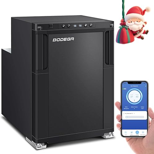 BODEGA Refrigerador mejorado de 12 voltios, control de aplicación para refrigerador de caravana, refrigerador y congelador RV de 45 L (1.6 pies