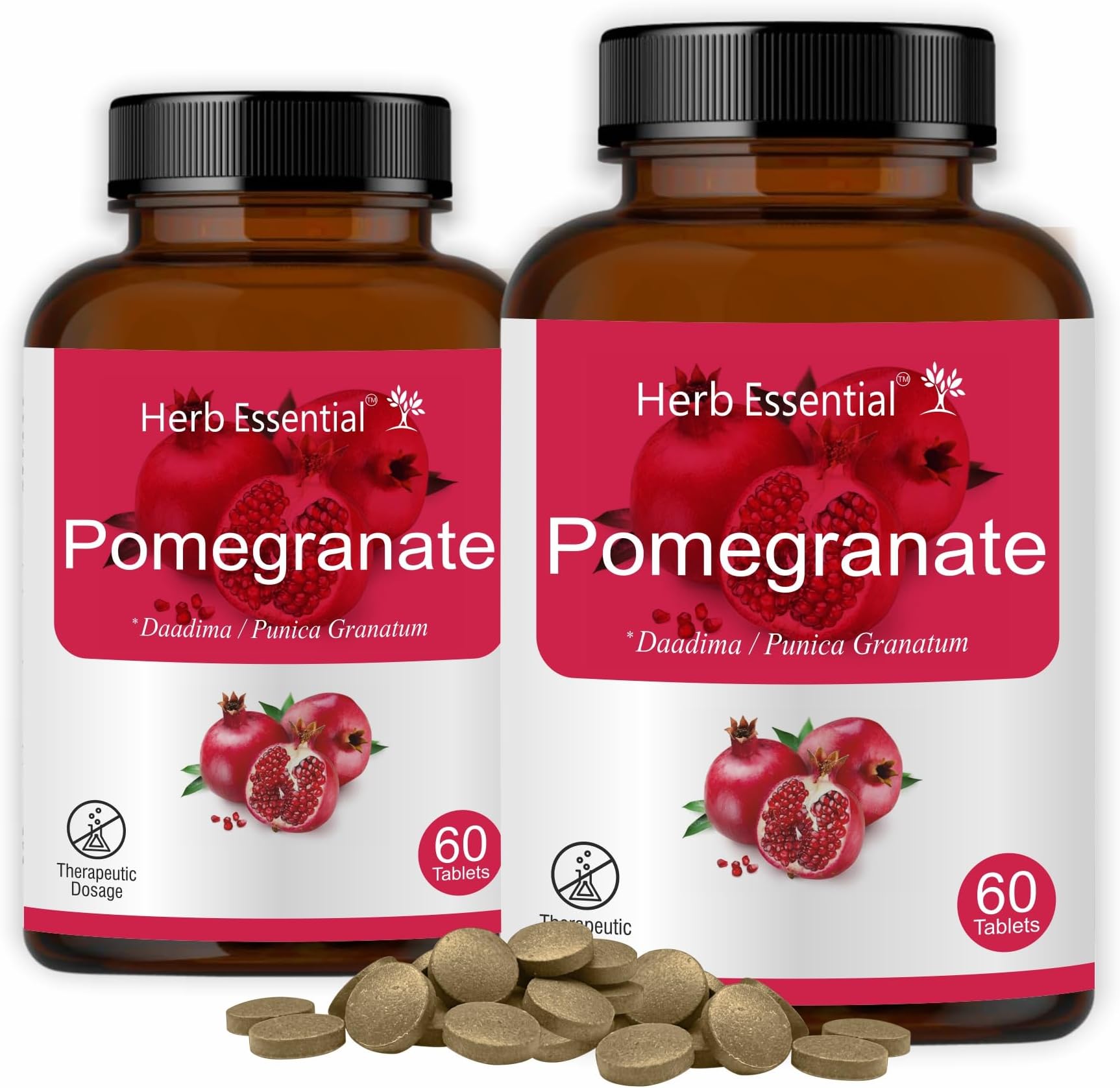 Herb Essential Pomegranate Punica Granatum 500mg Tablet - 60 Count (Pack of 2)