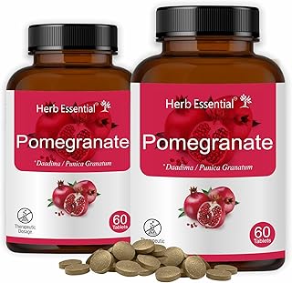 Herb Essential Pomegranate 500 mg, 60 Tablets (Pack of 2) | Rich in Antioxidants | Supports Heart Health, Immunity & Skin Wellness | Natural Supplement