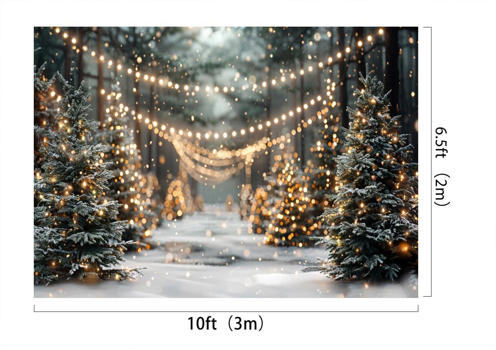 Kate Telones de Fondo para fotografía 3x2m/10x6.5ft Invierno Navidad Bosque al Aire Libre Bokeh Fondo de Tierras Nevadas Blancas Fondo para Retratos Familiares Estudio fotográfico