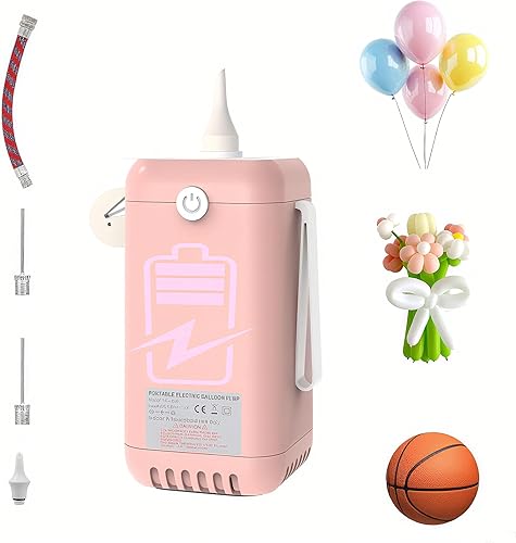 Miniatura 9 de AXHJ Bomba de globo alimentada por pilas, bomba de globo de aire eléctrica 2 en 1, inflador de globos para 260q, papel de aluminio, globos de látex